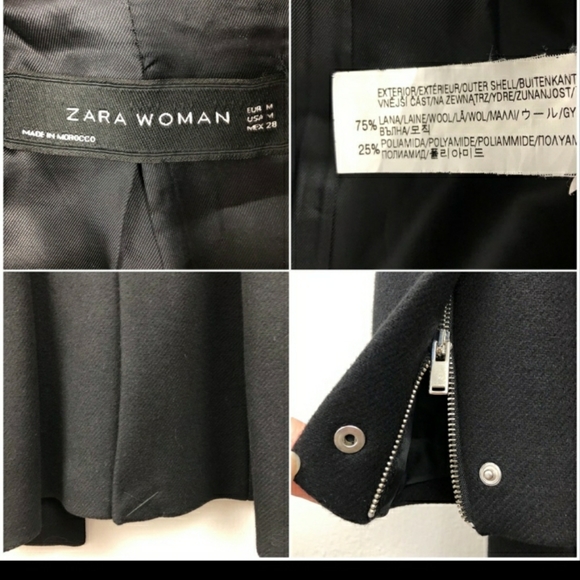 Zara Trafaluc Wool Coat. Black Womens Medium - Picture 11 of 11